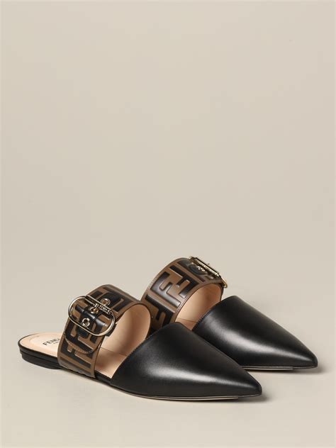 fendi black flat sandals